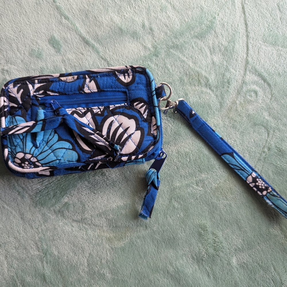 Vera Bradley Blue and Black Floral Quilted Wallet - Picture 2 of 5